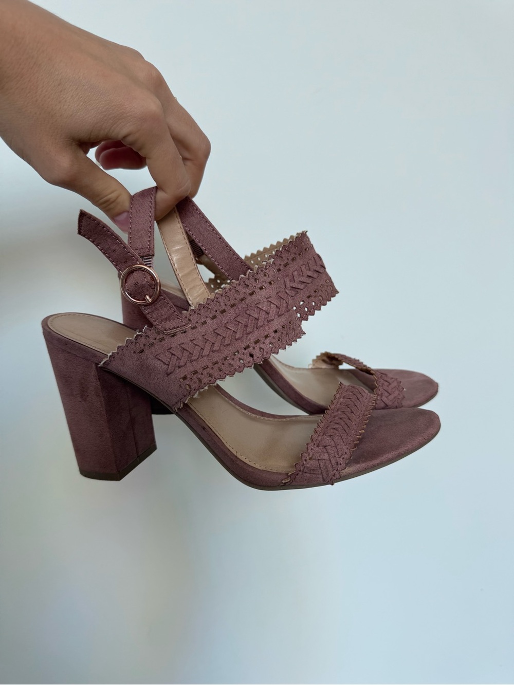 LC Lauren Conrad Dusty Rose Block Heel Slingback Sandals